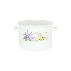 Garnek emaliowany z plastikową pokrywą Młyn/Różyczki 18cm/2,7L
