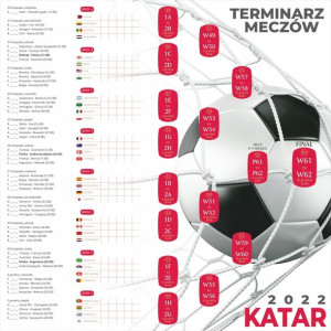 Terminarz 50cm Mistrzostw Świata Katar 2022 +flagi