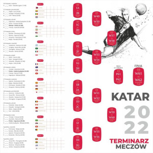 Terminarz 50cm Mistrzostw Świata Katar 2022 +flagi