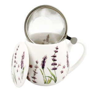 Kubek porcelanowy z zaparzaczem baryłka DUO Lavender 430 ml