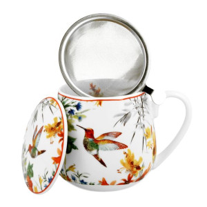 Kubek porcelanowy z zaparzaczem baryłka DUO Linnea 430 ml