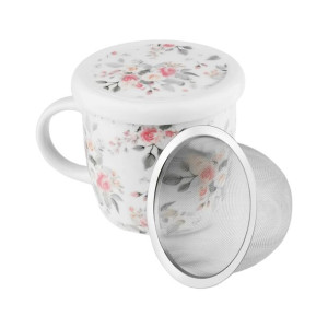 Kubek ceramiczny z zaparzaczem Różyczki 320 ml