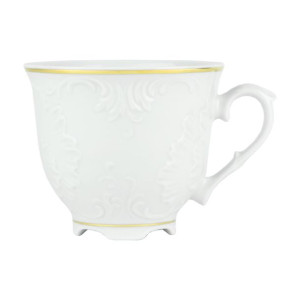 Filiżanka porcelanowa ĆMIELÓW Rococo złoty pasek 330 ml