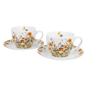 Komplet 2 filiżanek ze spodkami Wild Bird 280 ml