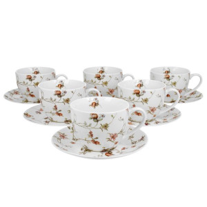 Komplet 6 filiżanek porcelanowych ze spodkami DUO Safa 280 ml