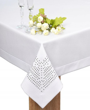 obrus PANAMA DECOR dżety 450x140 plamoodporny biel