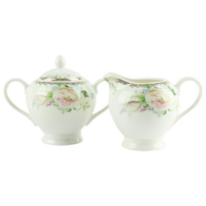 Komplet mlecznik z cukiernicą PRIMA DECO Dzika róża