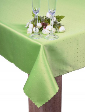 obrus PLAMOODPORNY 280x140 zieleń kropki PRODUCENT