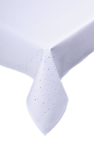 obrus plamoodporny KRYSTAL 280x140 biały, cyrkonie