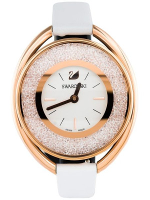 SWAROVSKI - Zegarek Crystalline Oval Leather White