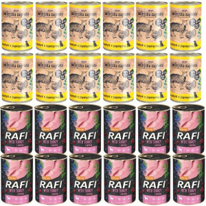 Wiejska Zagroda Indyk Jagnięcina Rafi Mokra Karma Mix 24 X 400