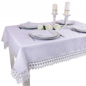 obrus żakardowy z gipiurą plamoodporny 260x140 wz.