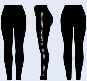 Legginsy z wysokim stanem czarne z lampasami 3/4XL