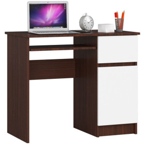 Biurko Komputerowe 90 Cm Piksel Prawe Wenge / Białe