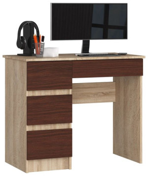 Biurko Komputerowe A-7 90 Cm Lewe Sonoma / Wenge