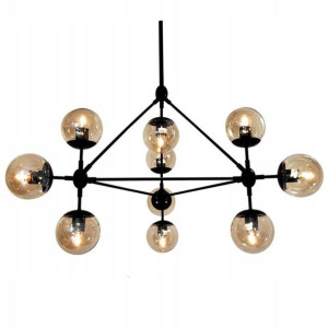Lampa Sufitowa Wisząca Żyrandol Kula Czarna Loft
