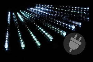 Lampki świąteczne sople spadające 180 LED 10 x 30 cm zimne białe IP44