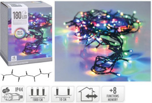Lampki świąteczne zewnętrzne 180LED multi kolor 18m choinkowe IP44