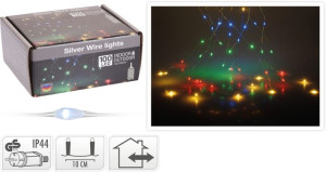 Lampki świąteczne choinkowe na druciku 100 LED kaskada 1m kolorowe IP44