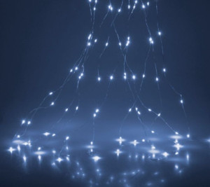Lampki choinkowe na druciku 160 LED zimne białe na baterie
