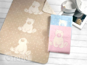 Koc Sweet Bear 75x100 bawełniano-akrylowy Beżowy Greno
