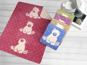 Koc Sweet Bear 100x150 bawełniano-akrylowy Fuksja Greno