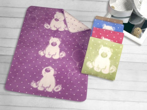 Koc Sweet Bear 100x150 bawełniano-akrylowy Lawenda Greno