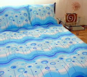 Pościel z kory 160x200 wzór 014F Lizaki Niebieskie na guziki 100% bawełna g