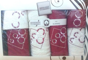 Komplet ręczników Artiborda 6 cz. Krem + Bordo Faro