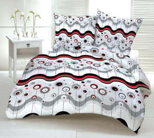 Pościel z kory 160x200 wzór 014C Lizaki szare czerwone czarne guziki 100% b