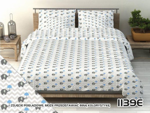 Pościel bawełniana 140x200 wzór 1139E Słonik z niebieską parasolką Nowość