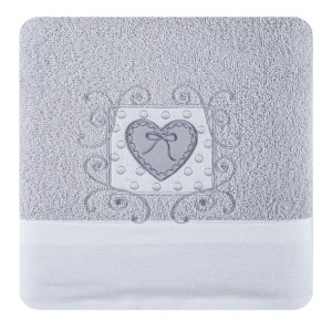 Ręcznik Nora 70x140 03 szary z haftem frotte 500g/m2 Eurofirany