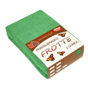 Prześcieradło frotte z gumką 90x200 zielone groszkowe 015 grube 200g/m2 KAR