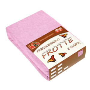 Prześcieradło frotte z gumką 90x200 różowe jasne 018 grube 200g/m2 KARO