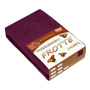 Prześcieradło frotte z gumką 90x200 śliwkowe 027 grube 200g/m2 KARO