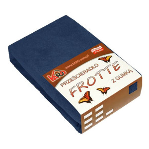 Prześcieradło frotte z gumką 140x200 granatowe 034 grube 200g/m2 KARO