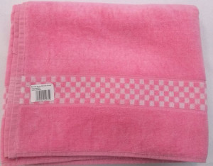 Ręcznik Sauna 80x145 różowy szachownica welurowy 100% bawełna