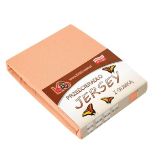 Prześcieradło jersey z gumką 90x200 morelowe 007 grube 150g/m2 KARO