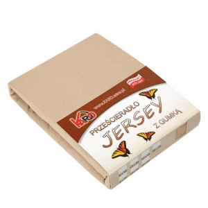 Prześcieradło jersey z gumką   80x160 beżowe 009 grube 150g/m2 KARO