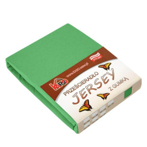 Prześcieradło jersey z gumką 140x200 zielone groszkowe 015 grube 150g/m2 KA