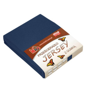 Prześcieradło jersey z gumką 140x200 granatowe 034 grube 150g/m2 KARO