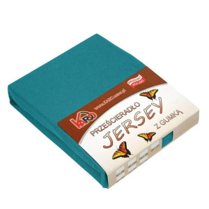 Prześcieradło jersey z gumką 140x200 turkusowe morskie 048 grube 150g/m2 KA
