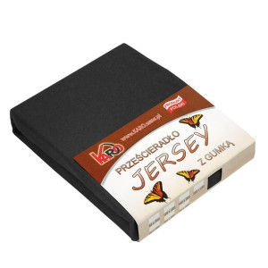 Prześcieradło jersey z gumką 160x200 czarne 044 grube 150g/m2 KARO