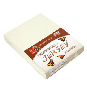Prześcieradło jersey z gumką 180x200 ekri 002 grube 150g/m2 KARO