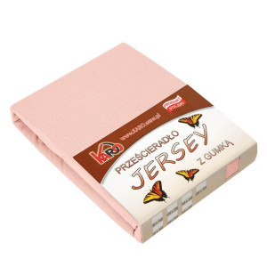 Prześcieradło jersey z gumką 180x200 łososiowe 006 grube 150g/m2 KARO