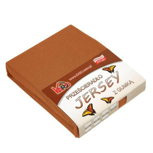 Prześcieradło jersey z gumką 180x200 brązowe 040 grube 150g/m2 KARO