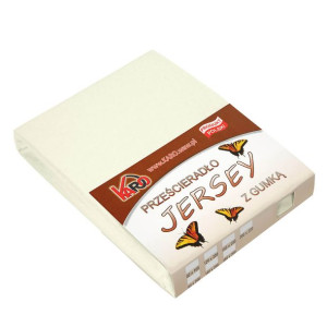 Prześcieradło jersey z gumką 200x220 ekri 002 grube 150g/m2 KARO