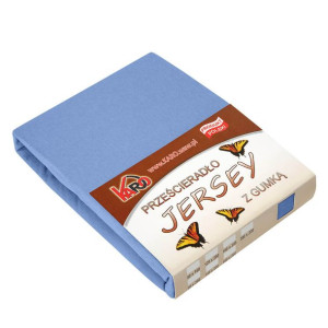 Prześcieradło jersey z gumką 200x220 niebieskie 038 grube 150g/m2 KARO