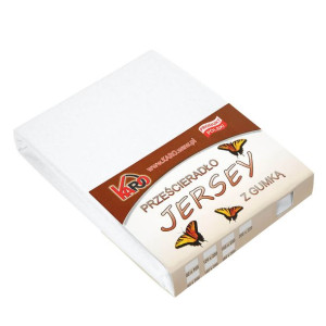 Prześcieradło jersey z gumką   60x120 białe 001 grube 150g/m2 KARO