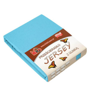 Prześcieradło jersey z gumką   70x140 turkusowe 030 grube 150g/m2 KARO